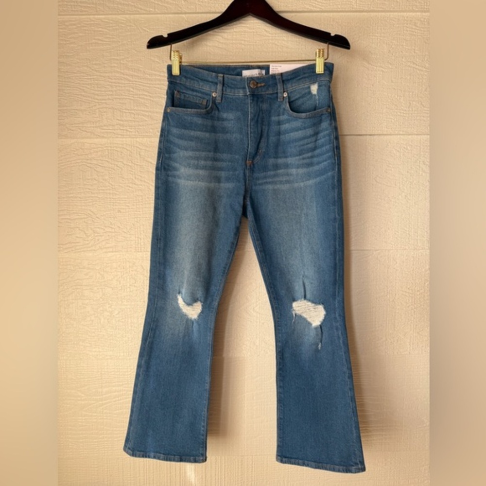 LOFT The Kick Crop High Rise Distressed Jeans Size 26 26” Inseam NWT